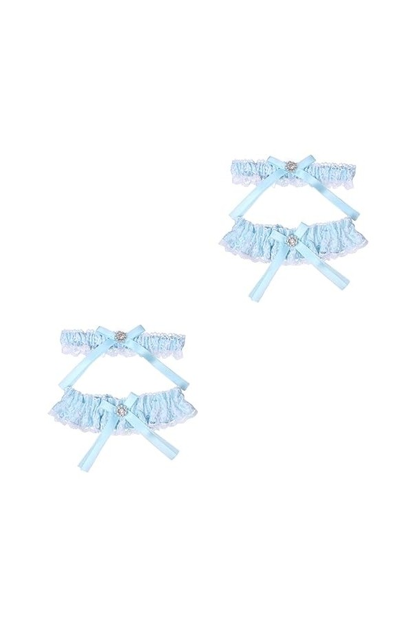 SOIMISS 2 Paires De Bal Costume Bleu Tenue Jarretières pour Mariée Strass Tenue Dentelle Kit Vintage Jarretières Extensibles 