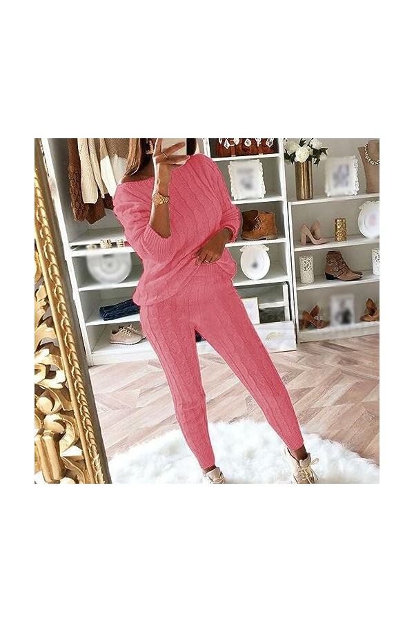 iOoppek Sexy Homewear Combinaison sexy pour femme avec col rond, Rouge pastèque A, 5X-Large