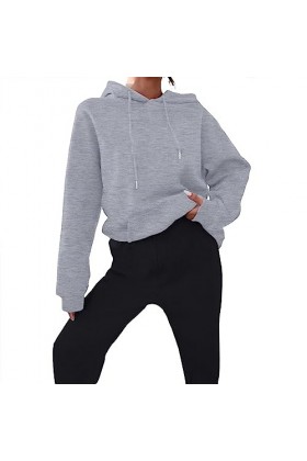 Survêtement de sport pour femme - Sweat à capuche - Manches longues - Haut + pantalon - 2 pièces - Combinaison de loisirs - S