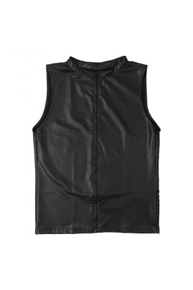 Générique Lingerie Sexy Homme Coquine Hot en Cuir Sexy Manteau Sexy en Cuir Manteau vêtements Gilet Robe Rouge Black, S 