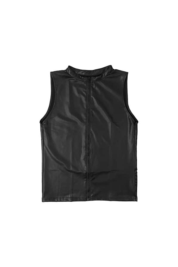 Générique Lingerie Sexy Homme Coquine Hot en Cuir Sexy Manteau Sexy en Cuir Manteau vêtements Gilet Robe Rouge Black, S 