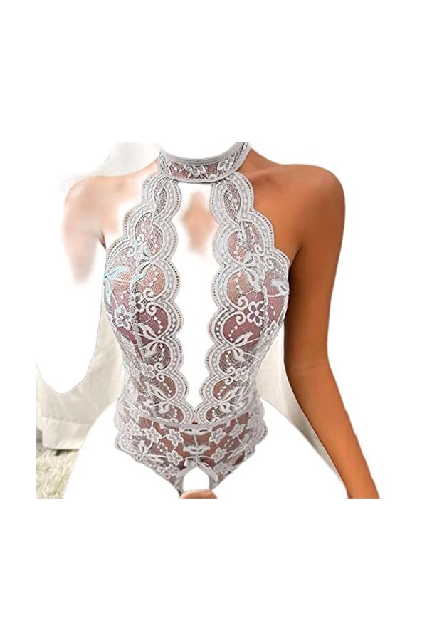 Lingerie Chaude pour Femmes Soutien-Gorge Ensemble Sexy Costume Satin Ruban Dentelle Soutien-Gorge Ouvert Croth Body sans Fil