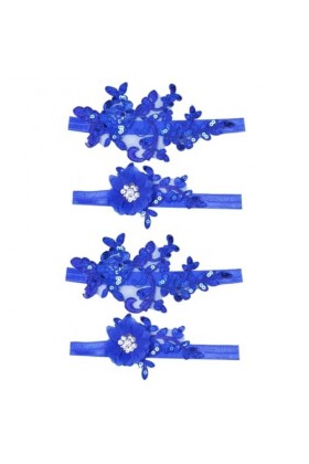 ERINGOGO Accessoires 2 Paires DAccessoires Bleus Jarretelles De Mariage Jarretelles Florales Jarretelles De Mariée Ceinture 