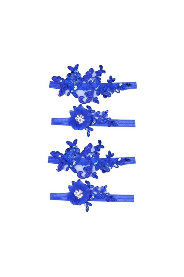 ERINGOGO Accessoires 2 Paires DAccessoires Bleus Jarretelles De Mariage Jarretelles Florales Jarretelles De Mariée Ceinture 
