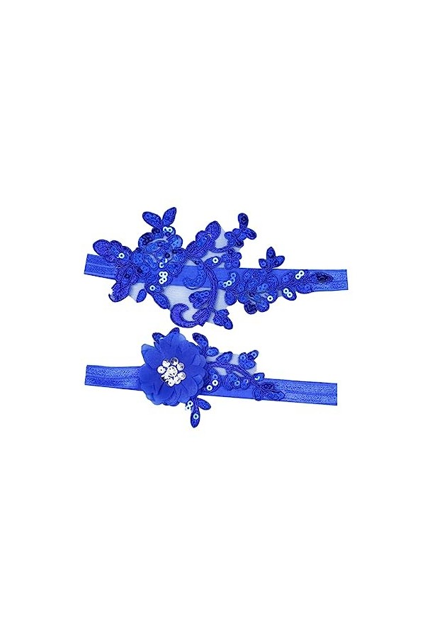 ERINGOGO Accessoires 2 Paires DAccessoires Bleus Jarretelles De Mariage Jarretelles Florales Jarretelles De Mariée Ceinture 