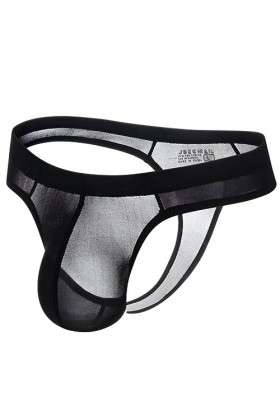 AYAZER String Transparent Sexy Culotte pour Homme Culotte en Soie glacée Lisse Bikini pour Homme Voir à Travers T Back String
