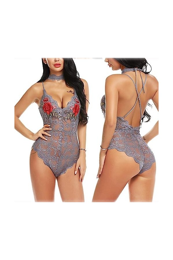 ZTIANEF Plus Grande tailleSexy Pyjama Bretelle Bretelle Combinaison érotique, 1, M