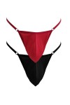 Anzhee String sexy pour homme - String taille basse, Lot de 2 rouge + noir , taille unique