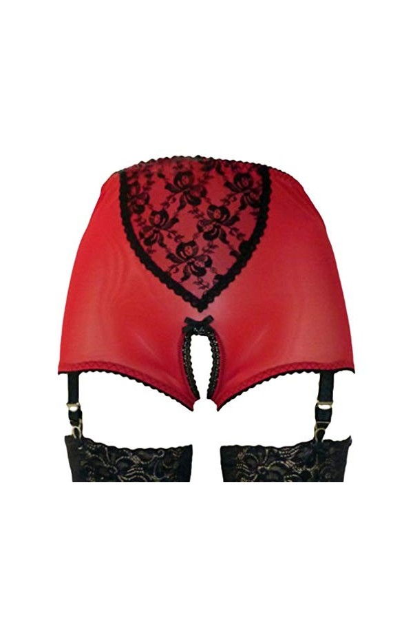 MEIHAOWEI Porte Jarretelles pour Femmes avec Bretelles à 6 Bretelles Devant Devant Ouvert pour Bas en Lingerie