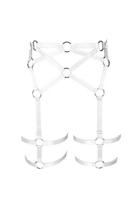 BANSSGOTH Ceinture harnais pleine cage pour femme Jarretière Punk Gothique Jambe Ceinture réglable Grande taille Halloween Ra
