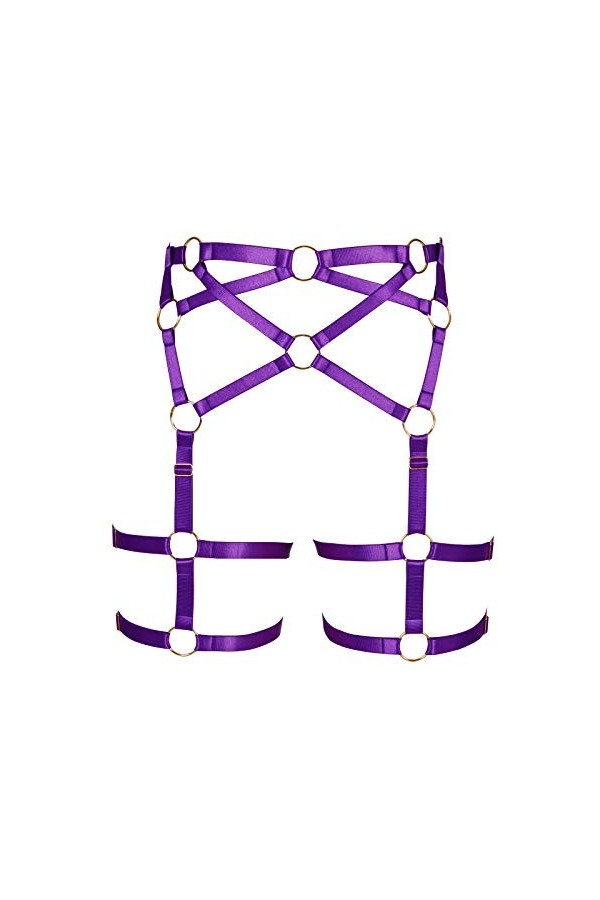 BANSSGOTH Ceinture harnais pleine cage pour femme Jarretière Punk Gothique Jambe Ceinture réglable Grande taille Halloween Ra
