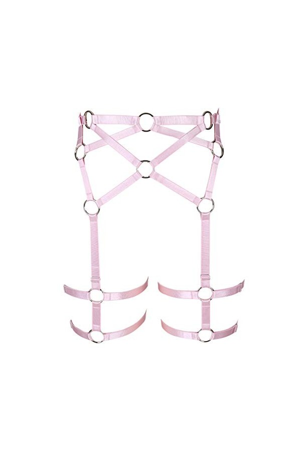 BANSSGOTH Ceinture harnais pleine cage pour femme Jarretière Punk Gothique Jambe Ceinture réglable Grande taille Halloween Ra