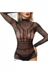 Fun Lingerie Sexy Amour Une Pièce Uniforme Sexy Manches Longues Col Haut avec Diamants Femmes Creux Serré Européen et América