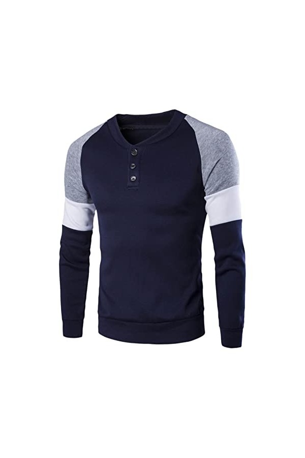Zannycn Sweat-shirt à capuche pour homme - Style décontracté - Couleur bloquante - Slim - Chaud - Pour les loisirs - Avec cap