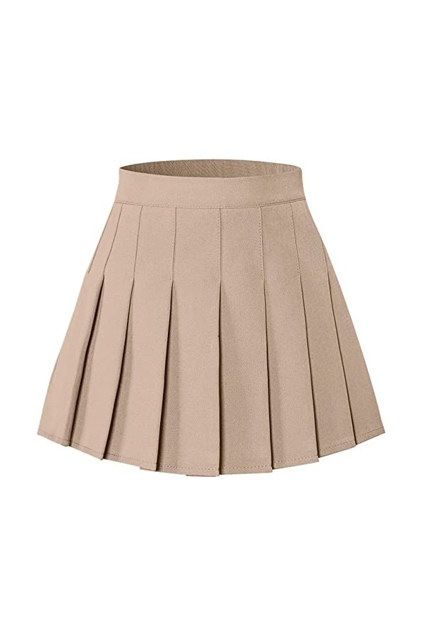 SANGTREE Mini jupe plissée pour femme avec bande extensible confortable et décontractée Taille XS à 4XL, Rouge avec rayures, 