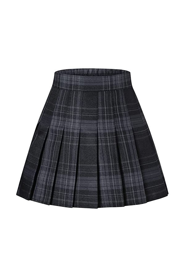 SANGTREE Mini jupe plissée pour femme avec bande extensible confortable et décontractée Taille XS à 4XL, Rouge avec rayures, 