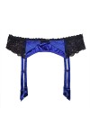 VOIV Bleu Noir Dentelle Satin Métal Clips Arc Femmes Sexy Jarretière Bas Bretelles Lingerie sous-Vêtements