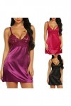 SHANHE Pyjama Sexy Dentelle Teint Femme Tentation Lingerie Babydoll Pyjama V Profond sans Manches Mini Chemise de Nuit Chemis