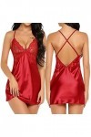 SHANHE Femmes Sexy Lingerie Dentelle Vêtements De Nuit Chemise De Nuit Bretelles Col en V Profond Robe Chaude Robe Nuisette R