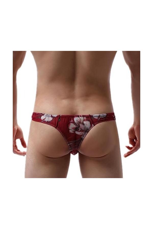 PONNYC 2Pcs Hommes Imprimer String sous-vêtements Mesh Sexy Gay Sissy Tanga Hombre Jockstrap Homme Bikini G Strings U Poche R