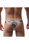 PONNYC 2Pcs Hommes Imprimer String sous-vêtements Mesh Sexy Gay Sissy Tanga Hombre Jockstrap Homme Bikini G Strings U Poche R