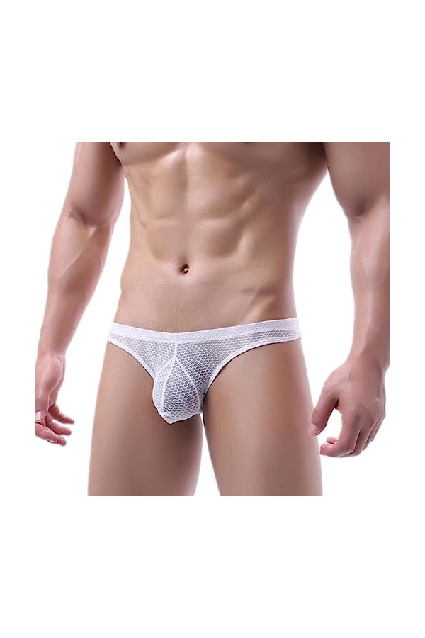 PONNYC 2Pcs Sexy Hommes sous-vêtements Slips sous-vêtements Respirants Hommes Slips Voir à Travers Bikini Hommes Lingerie Mes