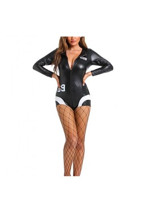 UOWEG Modèles en Cuir pour Femmes, vêtements de Motards à Haute élasticité, vêtements, sous-vêtements érotiques String Ouvert