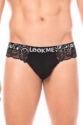 Look Me String Noir en Dentelle délicate