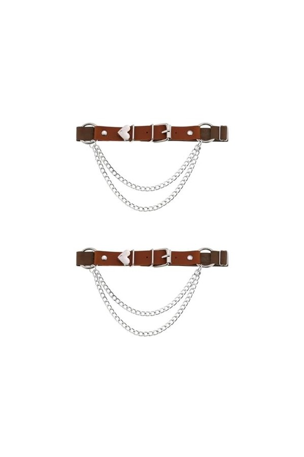 DOKLY Lot de 2 porte-jarretelles élastiques en cuir style punk en forme de cœur pour femme