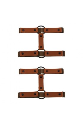 Lot de 2 porte-jarretelles élastiques en cuir punk à double rangée pour femme