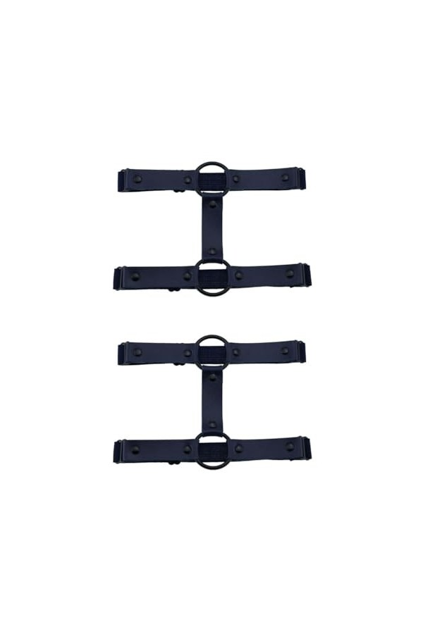 Lot de 2 porte-jarretelles élastiques en cuir punk à double rangée pour femme