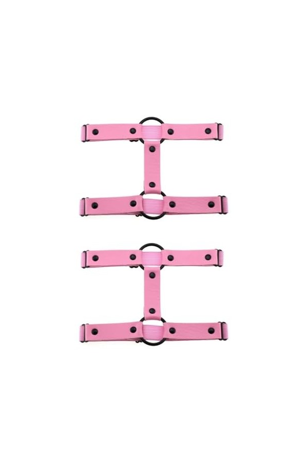 Lot de 2 porte-jarretelles élastiques en cuir punk à double rangée pour femme