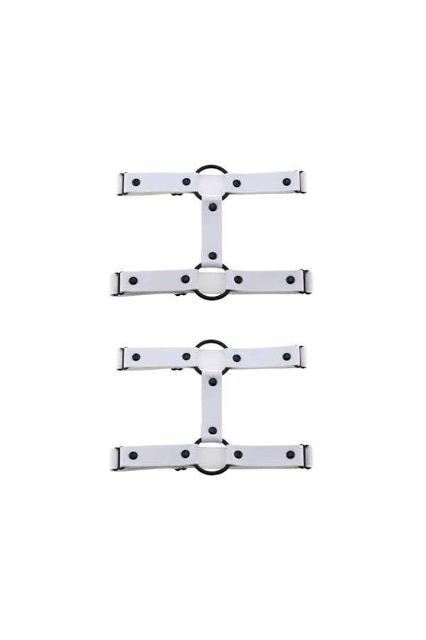 Lot de 2 porte-jarretelles élastiques en cuir punk à double rangée pour femme