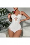 Lingerie sexy pour femme - Lingerie érotique - Grandes tailles - Noir - Avec trou - Nuisette - Sous-vêtement gainant - Entrej