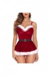 Fulidngzg Costume Femme Sexy Rouge Robe de Noël Sex Tenue Cosplay Erotique Lingerie XXL Jolie Robe de Mère Noël Costume de Fê