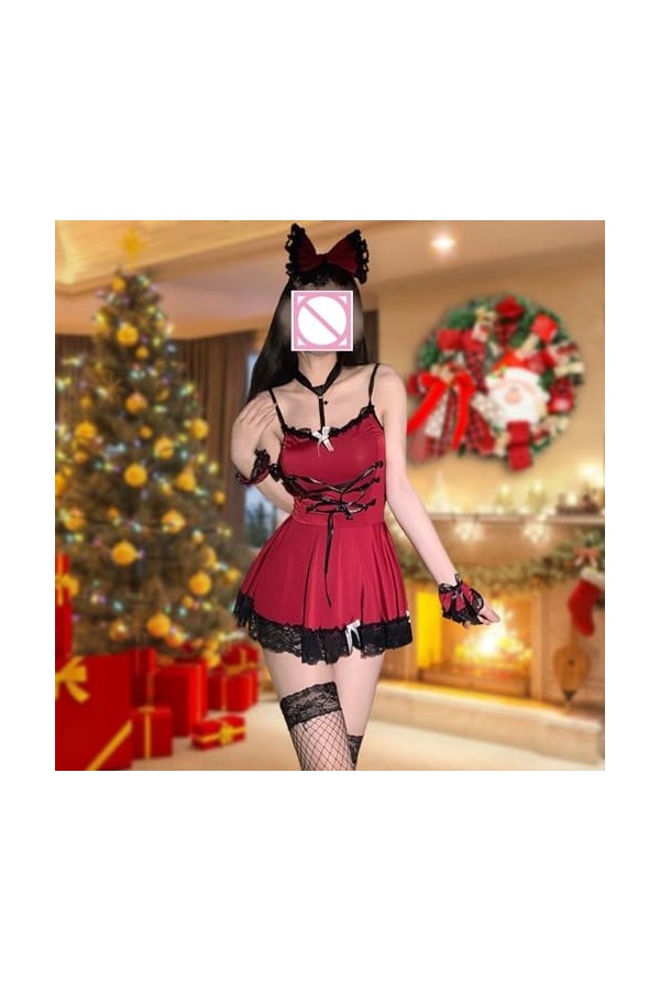 Fulidngzg Robe de Noël pour femme - Robe potelée - Taille XXL - Grande taille - Robe de Noël - Tenue érotique du Nouvel An - 