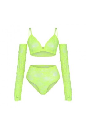 Plus Grande tailleEnsemble Sexy de Lingerie érotique à Trois Points de 4, Vert, M