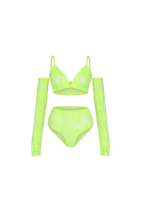 Plus Grande tailleEnsemble Sexy de Lingerie érotique à Trois Points de 4, Vert, M