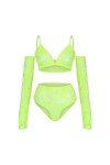 Plus Grande tailleEnsemble Sexy de Lingerie érotique à Trois Points de 4, Vert, M