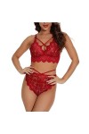 Front ouvertEnsemble de Lingerie érotique Sexy à Trois Points, Rouge Prune, L
