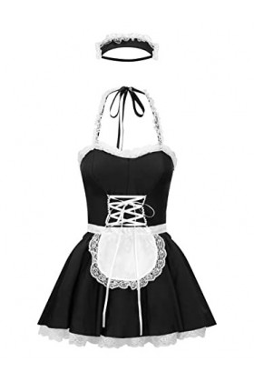 Ann Summers Costume de soubrette noir - Costume de soubrette - Robe de soubrette adulte pour femme - Ensembles de lingerie - 