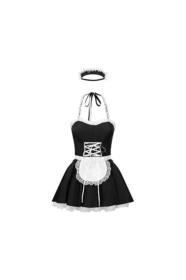 Ann Summers Costume de soubrette noir - Costume de soubrette - Robe de soubrette adulte pour femme - Ensembles de lingerie - 