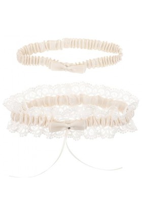 Theaque Lot de 2 jarretelles de mariée en dentelle extensible avec nœud