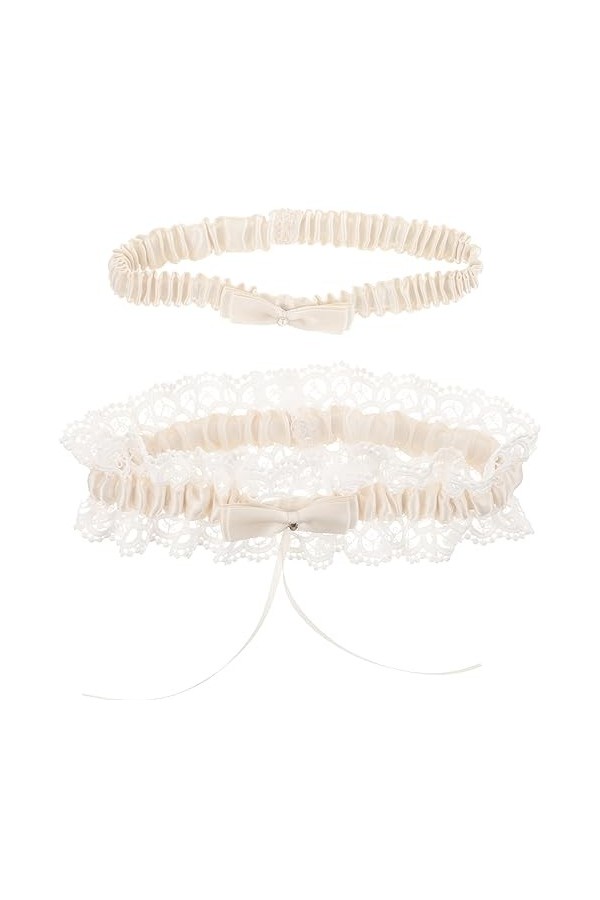 Theaque Lot de 2 jarretelles de mariée en dentelle extensible avec nœud