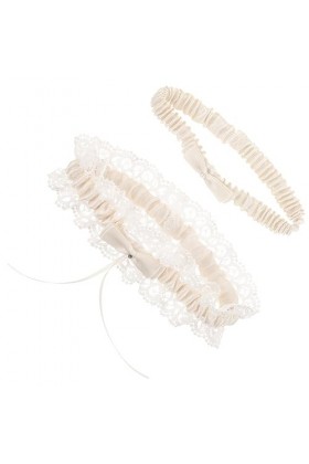 Theaque Lot de 2 jarretelles de mariée en dentelle extensible avec nœud