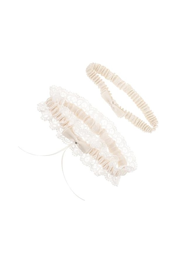 Theaque Lot de 2 jarretelles de mariée en dentelle extensible avec nœud