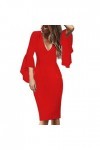 Femmes Sexy Deep V Neck Dress Dinner Party Dress Banquet Slim Robe Sexy Jupe Carreaux Rouge Et Noir Red, XXL 