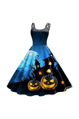 ADMAY Costume de sorcière Pirate Halloween Costume Femme Diable Femme Imprimé Halloween Sans Manches Femme Au Foyer des Année