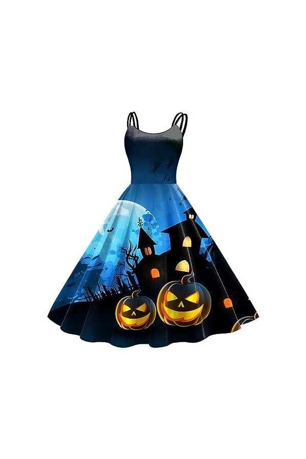 ADMAY Costume de sorcière Pirate Halloween Costume Femme Diable Femme Imprimé Halloween Sans Manches Femme Au Foyer des Année