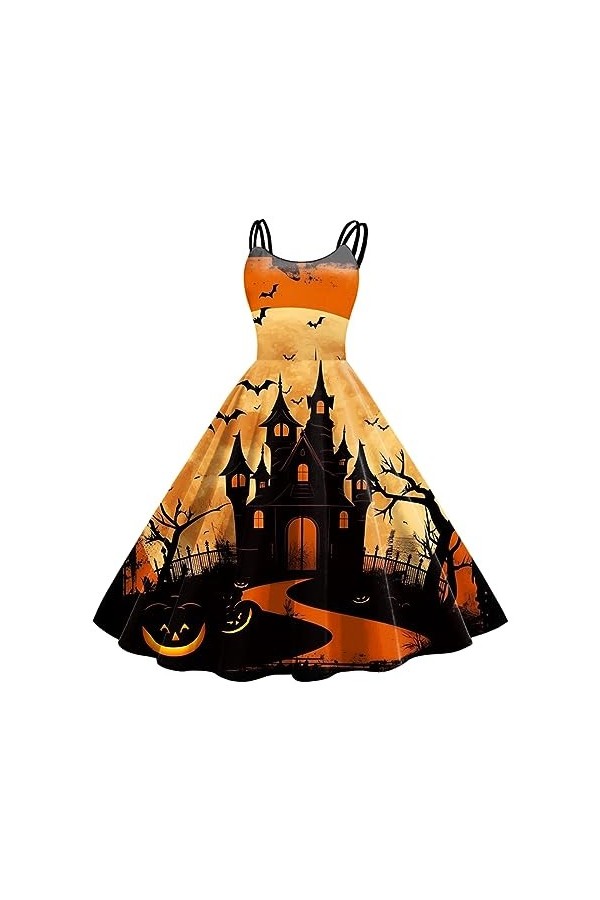 ADMAY Costume de sorcière Pirate Halloween Costume Femme Diable Femme Halloween Imprimé sans Manches Femme au Foyer des année